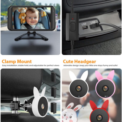 USB Car Camera for Baby : 4.5" Baby Car Camera with 1080P Crystal Clear Mirror View, Easy Installation Carseat Rear Facing Moitor for Kids, HD IR Night Vision Backseat Monitor