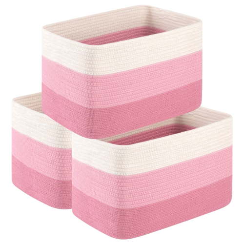 HLAOLA Woven Storage Baskets 3 Packs, 22L Cotton Rope Baskets for Storage, Toys, Towels,Perfect for Living Room & Nursery