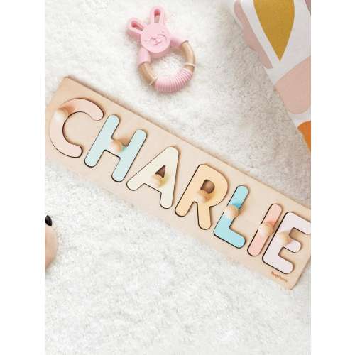 Personalized Name Puzzle With Pegs | New Baby Gifts | 1st Birthday Gift | First Birthday Baby Girl Gifts | Toddler Gift | Easter Baby Gift