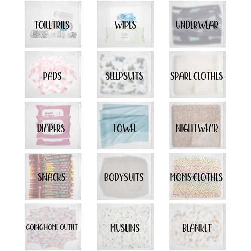 15 Pack Hospital Bags for Labor and Delivery,11 x 14 Inch Maternity Hospital Bag Essentials Organizing Pouches for First Time New Mom Newborn Baby