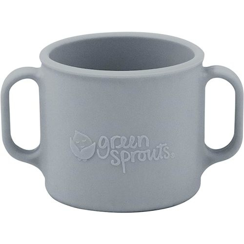 green sprouts Learning Cup | Silicone helps avoid harmful chemicals | Helps toddler develop independent drinking skills, 2 easy-grip handles, Heat-Resistant, Dishwasher Safe - Original - 7 Ounce - Gray