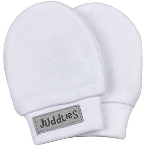 Juddlies baby boys Juddlies - Organic Scratch 2prs White/Grey 0-3M Mittens, White & Grey, 0 3 Months US