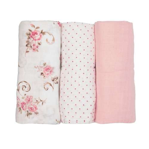 Little Me Baby Girls Solid/Printed Blankets 3-Pack