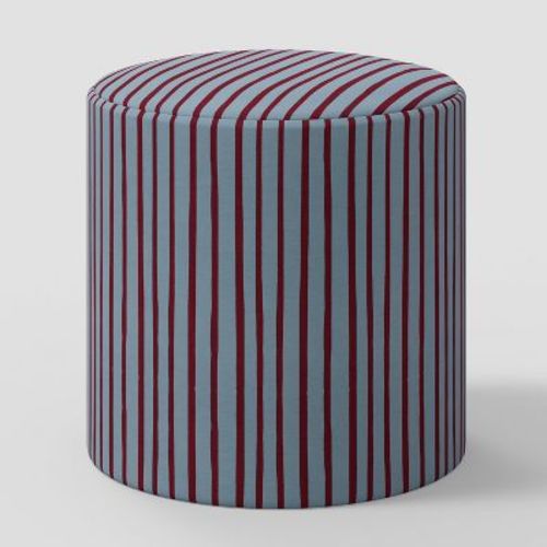 Drum Ottoman In Waverly Stripe Berry Ocean - Threshold™