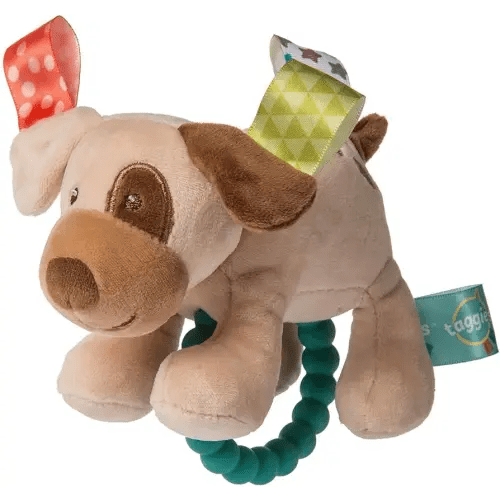 Taggies Soft Baby Rattle with Teether Ring, 6-Inches, Buddy Dog