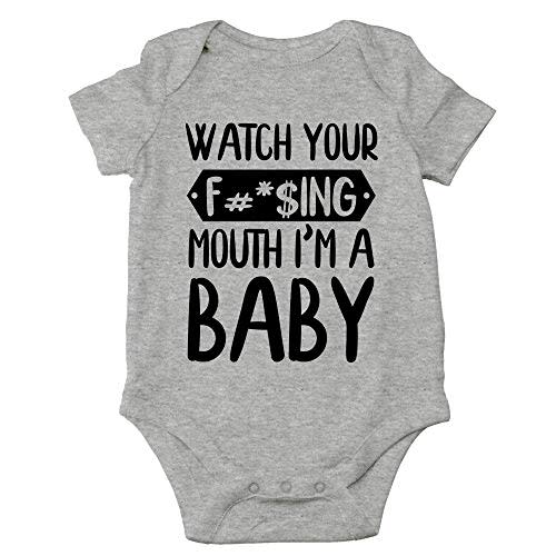 CBTwear Watch Your Mouth, I'm A Baby - Baby Clothes - Funny Newborn Bodysuit Outfits for Boys and Girls