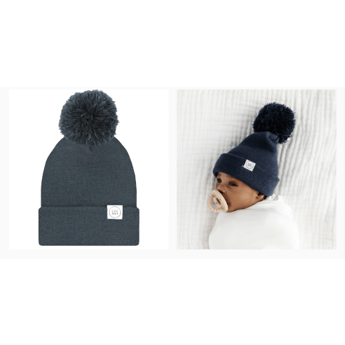 Beanie with Pom - Navy