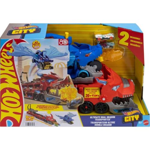 Hot Wheels City Ultimate Dragon Hauler Toy Vehicle Playset - 4pk