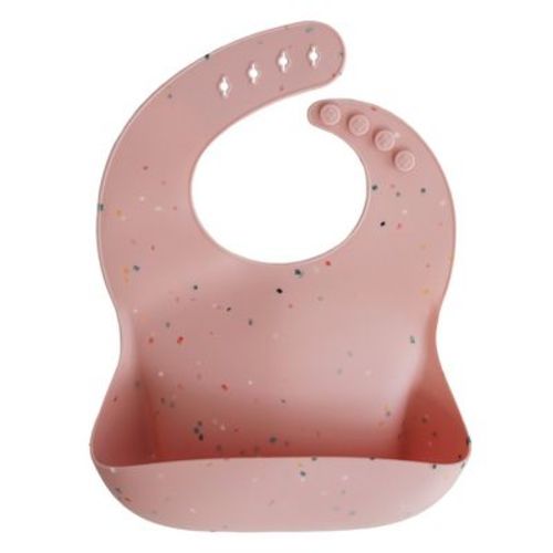 Silicone Baby Bib Powder Pink Confetti One Size
