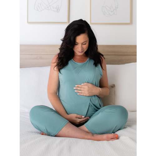 Tulip Hem Nursing Tank & Capri Pajama Set | Grey Heather