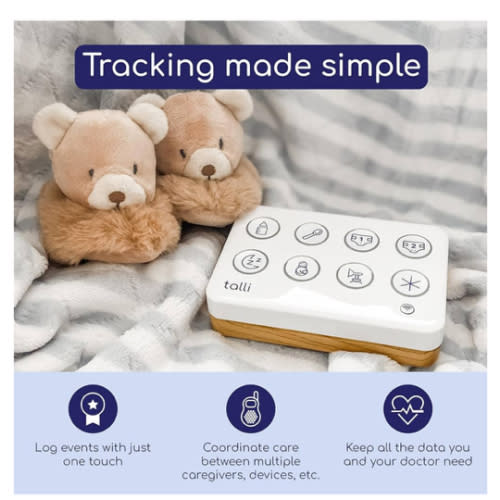 Talli Daily One-Touch Baby Tracker - Baby Monitor to Log Feedings, Diapers, Sleep & More - Electronic Journal Links to Mobile App for Real-Time Baby Monitoring & Tracking - Alexa Compatible