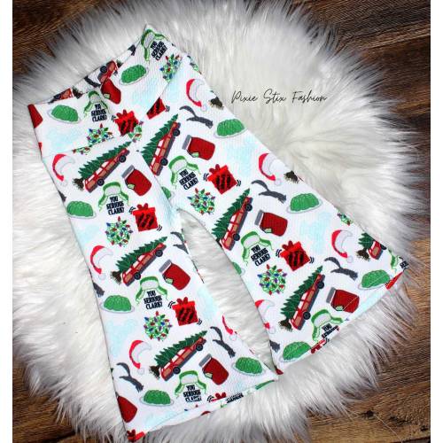 Christmas Flare Leg Bell Bottoms/Chirstmas Movie Bell Bottom Pants/Baby Girl Christmas Outfit/Christmas Bow/Christmas Pants/Christmas Photo