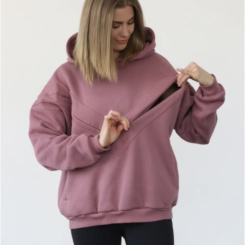 Isabella Ultra Soft Oversized Nursing & Pregnancy Hoodie (Mauve Smoke) – Sweat and Milk LLC