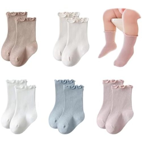 Gzeibmoo Baby Girls Socks Newborn Cotton Infant Toddler Frilly Ruffle