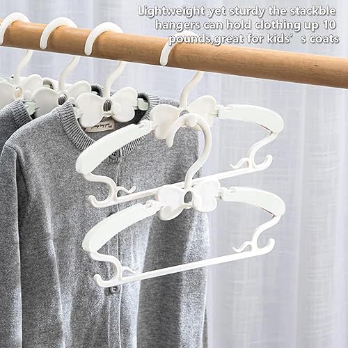 Baby Hangers 50 Pack, 11-14.5" Adjustable Kid Hangers for Newborn Closet, Plastic Non-Slip Small Infant Hanger for Toddler Pant, Child Coat Hanger for Boy Nursery Clothing, Girl Dresses, White