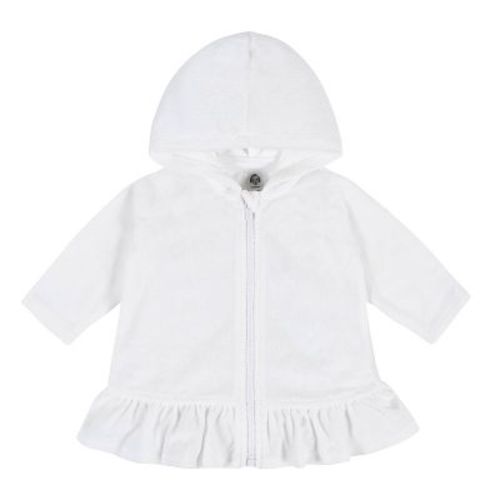 Gerber Baby Girls' Swim Zipper Hoodie Terry Coverup - White - 0-3 Months