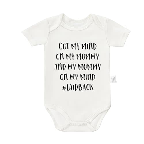 TENUB Got My Mind on My Mommy and My Mommy on My Mind Laidback Bodysuits, Boys Girls Cotton Unisex Clothes 0-24 Months