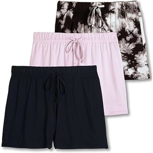 Real Essentials 3 Pack: Women's Pajama Shorts Sleep Lounge Sweatshorts Comfy Sleepwear Bottoms (Available In Plus Size)