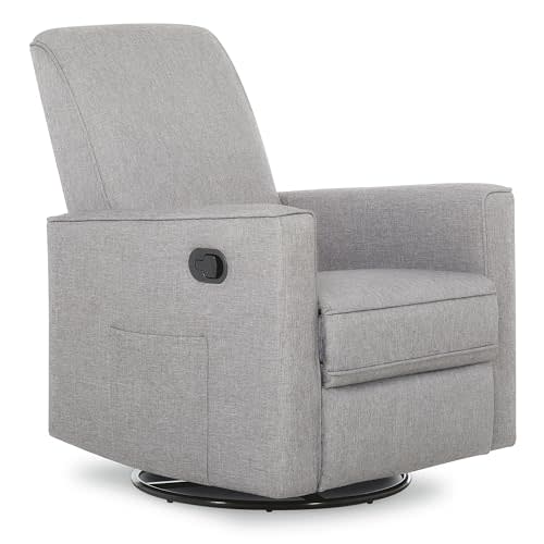 Evolur Raleigh Glider in Light Grey, Upholstered Plush Seating 360° Swivel Glider Rocking Chair, FSC Certified, Greenguard Gold & JPMA Certified Nursery Glider Recliner