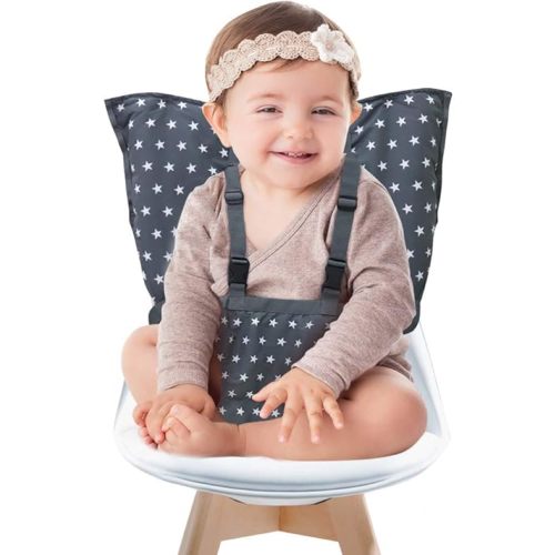 Portable Baby High Chair Safety Seat Harness for Toddler, Baby Travel Essential Easy High Booster Seat Cover for Infant Eating Feeding Camping with Adjustable Straps Shoulder Belt,Holds Up to 38lbs.