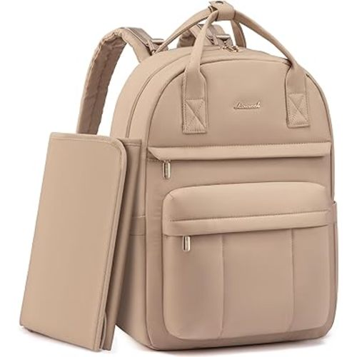 LOVEVOOK Puffer Diaper Bag Backpack, Lightweight Baby Bag with Changing Pad, Large Diaper Backpack for Mom Dad with Stroller Buckles, Coffee