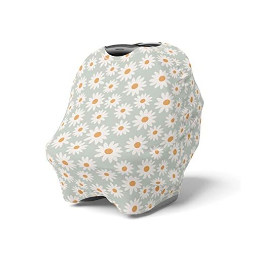 Retro Daisies - Infant Privacy Cover- Nursing Cover For Breastfeeding - Ultra Soft And Stretchy Nursing Scarf - Privacy Nursing Covers 29x27" -Durable Privacy Nursing Covers