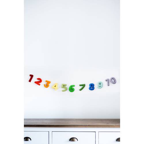 Rainbow Felt Numbers Garland: Nursery Toddler Decor