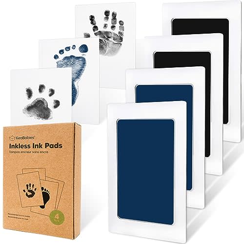 4-Pack Inkless Hand and Footprint Kit - Ink Pad for Baby Hand and Footprints - Dog Paw Print Kit,Dog Nose Print Kit - Baby Footprint Kit, Clean Touch Baby Foot Printing Kit, Handprint Kit (Jet/Navy)