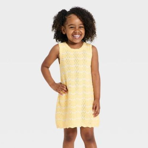 Toddler Girls' Striped Sweater Dress - Cat & Jack™ Yellow 5T