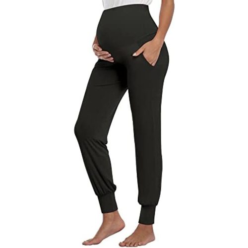 AMPOSH Women's Maternity Pants Stretchy Lounge Workout Pants Casual Loose Comfy Pregnancy Joggers with Pockets