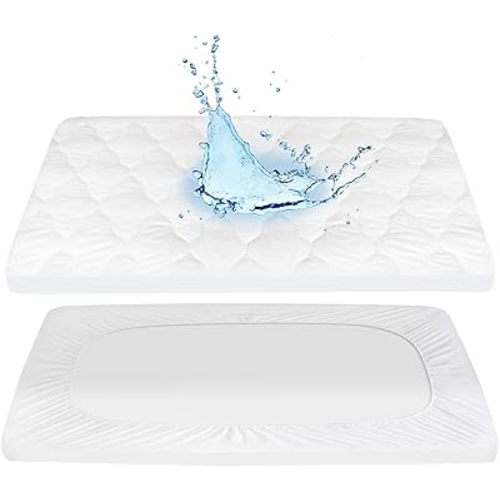 Pack N Play Mattress Pad Cover Waterproof Mini Crib Protector,27" X 39" - Soft Fitted Portable Mini Cribs, Graco Pack 'N Play and Foldable Mattresses, Waterproof Playpen Sheet