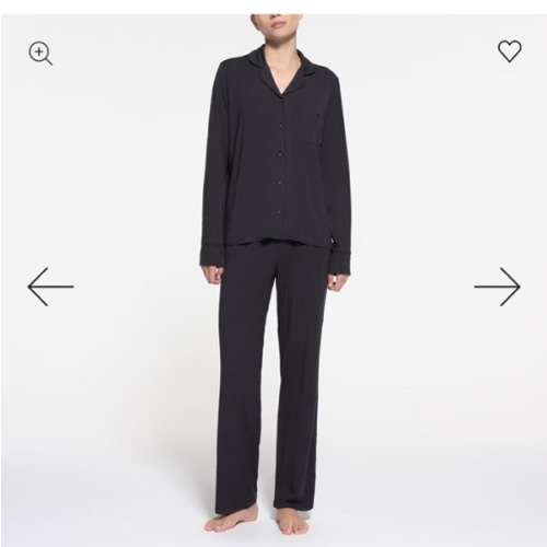SKIMS SLEEP LONG SLEEVE BUTTON UP SET | ONYX