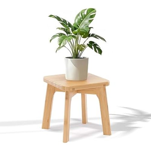 Wooden Step Stool for Kids & Adults – Small Foot Stool for Sitting or Reaching, Anti-Slip, 300lbs Capacity for Bathroom & Kitchen