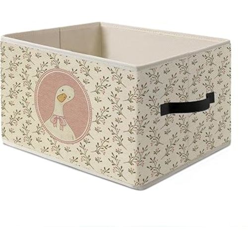 Girls Nursery Room Decor Storage Bins Box,Pink Rectangular Goose Collapsible Basket Organizer for Kids Nursery Bedroom Bathroom Play room Toys Books Clothes Playroom Essentials