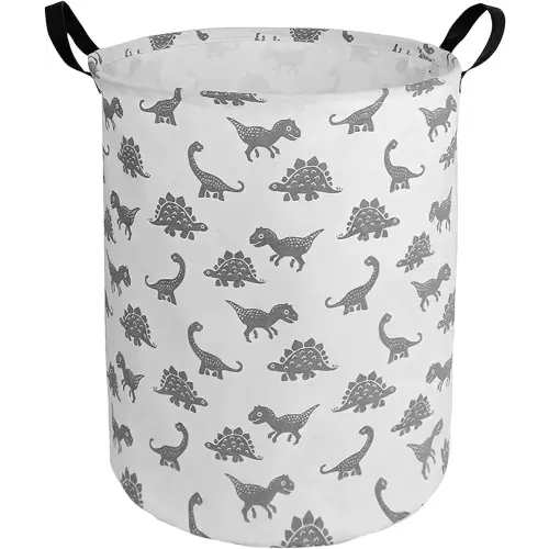Large Dinosaur Laundry Basket 63L, ZUEXT 19.7x15.7 Inch Waterproof Collapsible Fabric Clothes Hamper, Canvas Toy Storage Bin, Nursery Bedroom Kids Boys Baby Hamper, Xmas Birthday Gift Basket