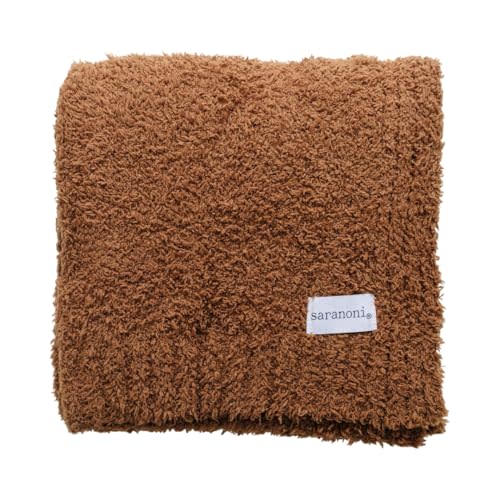 SARANONI Bamboni Luxury Baby Blanket | Plush Blanket for Infant Boys & Girls | Receiving Blanket 30” x 40" | Caramel