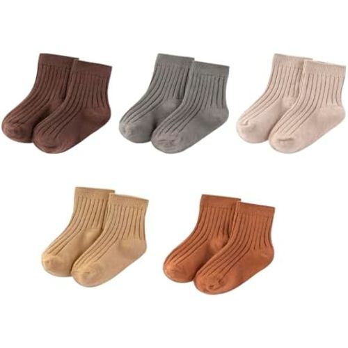 MAMIMAKA Unisex Baby Socks Breathable Soft Cotton Ankle Socks for Baby Boy and Girl, 5 Pack