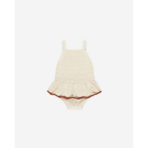 Crochet Ruffle Romper || Natural