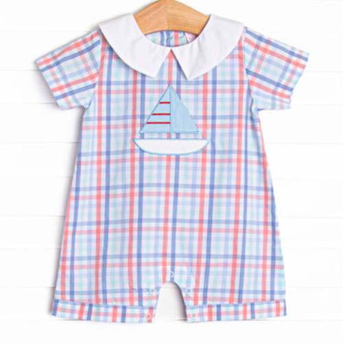 Sail On, Sailor Applique Short Romper, Blue – Stitchy Fish