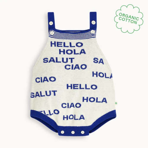 Positano - Cream & Navy Knit Baby Romper 0-3 months / Cream / 100% Organic Cotton