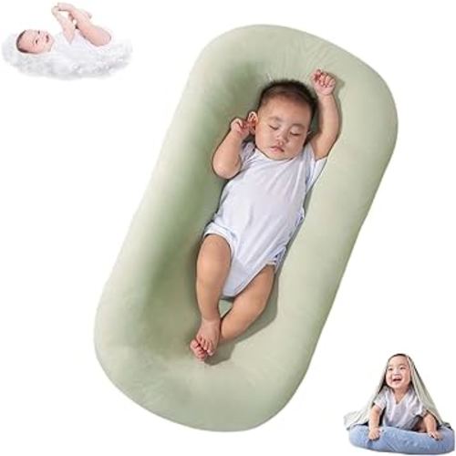 Baby Lounger, Bionic Design Baby Nest Sleeper, Baby Lounger for Newborn 0-24 Months, Soft Organic Cotton Breathable Lounger Pillow for Infants (Lovely Green)
