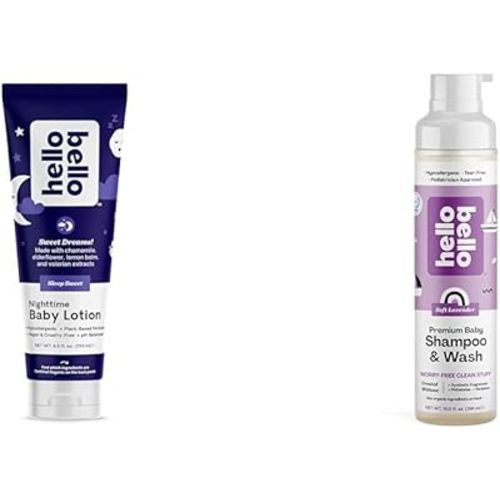 Hello Bello Premium Baby Lotion and Shampoo & Body Wash Bundle - Vegan and Cruelty-Free Formulas for Babies and Kids