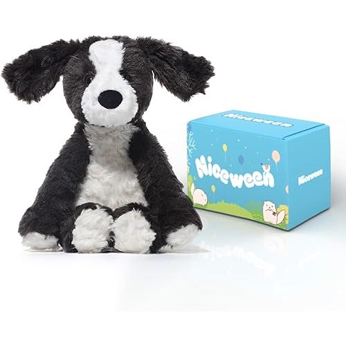 Stuffed Animals Border Collie Plush Toy 9.4-Inch Dog Stuffed Animal Soft and Cuddly for Boys and Girls Plush Toys, Black/White