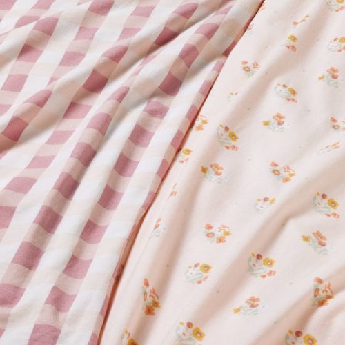Fitted Jersey Crib Sheet - Floral Gingham Pink - Cloud Island™