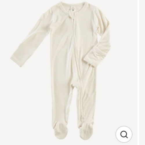 long sleeve two way zipper footie | oatmeal | bamboo
