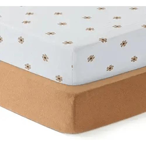 Dreamology Crib Sheets Cotton,2 Pack,Soft,Standard Crib Sheets,100% Cotton Crib Sheet,for Boy,Girl, Baby Mattress Sheets and Toddler Bed Sheets, 28x52 Crib Mattress Sheets | Brown and Flowers