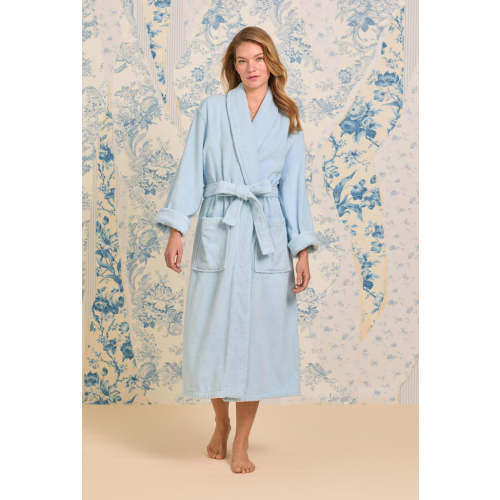 French Blue Cotton Terry Wrap Robe