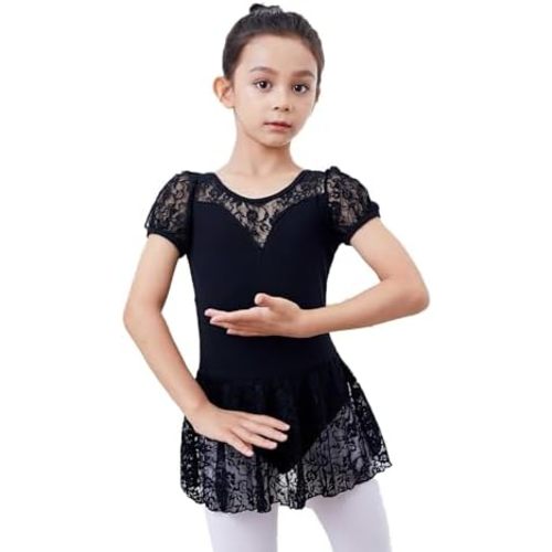 High Neck Ballet Leotards Lace Dance Costume for Toddler, Little/Big Girls, Little/Big Kids