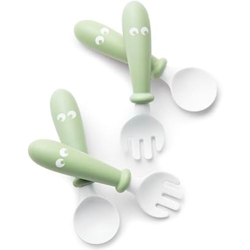 BabyBjörn Baby Spoon and Fork, 4 pcs, Powder Green
