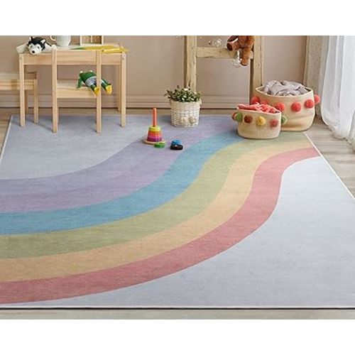 Well Woven Kids Rainbow Rug, 5' x 7', Multi Color